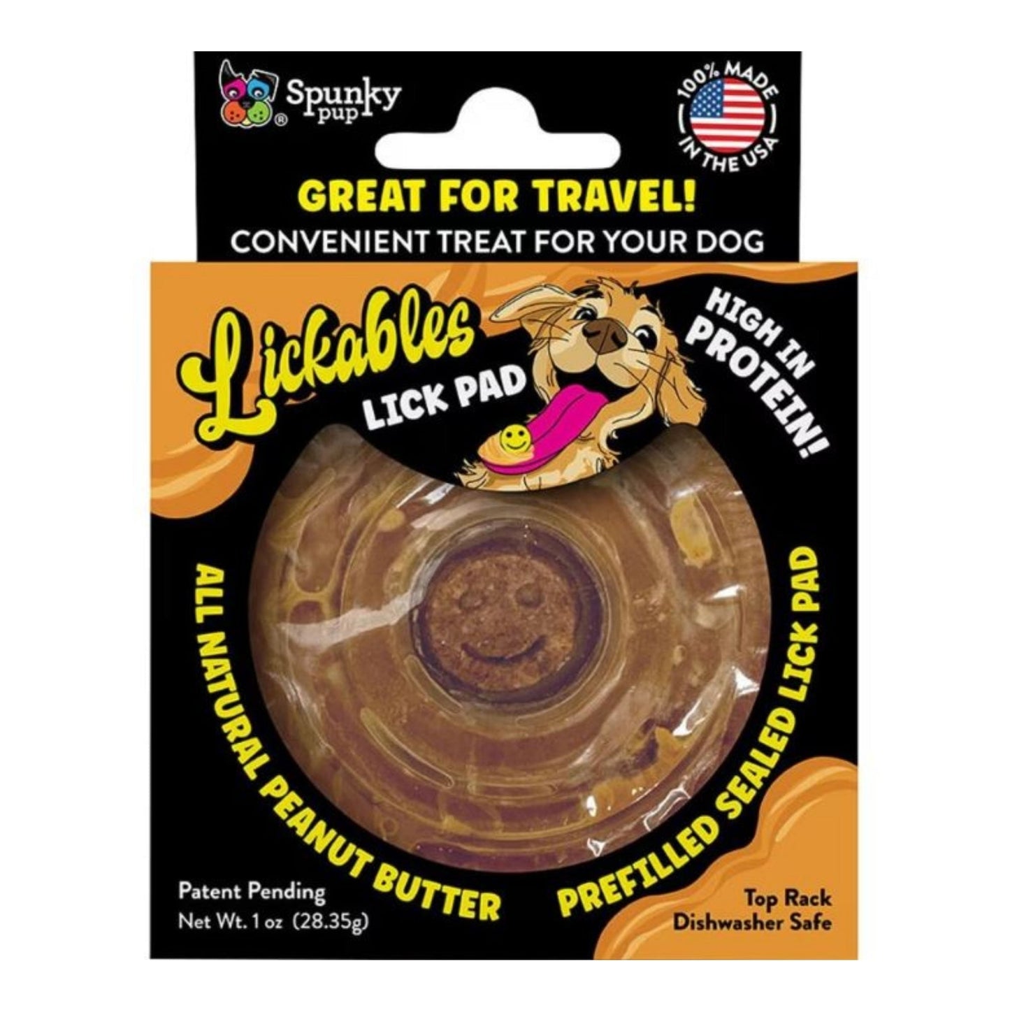 Spunkypup Lickables Filled Lick Pad Round Peanut Butter 1 Pk