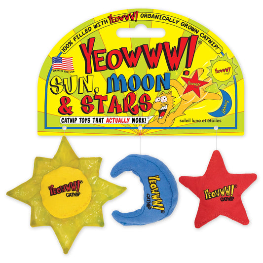 Yeowww Sun, Moon, Stars Catnip Cat Toys 3 pk