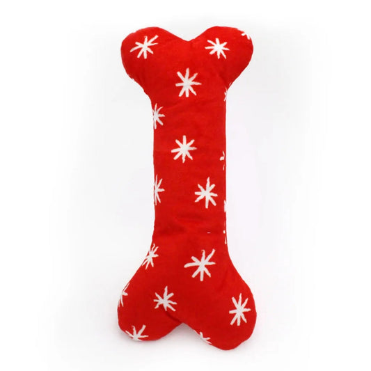 Zippypaws Holiday Jigglerz Festive Bone Red/White XLarge