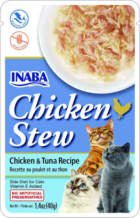 Inaba Chicken Stew Side Dish For Cats Chicken/Tuna 1.76oz. (Case of 8)