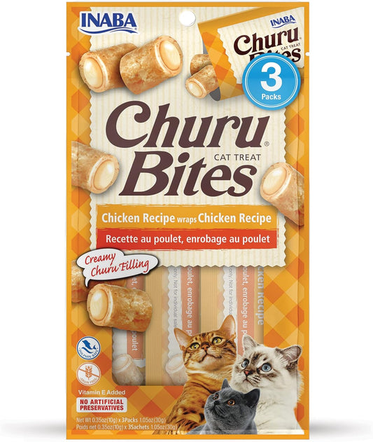 Inaba Churu Bites Cat Treats Chicken .35oz. 3 Pk (Case of 6)