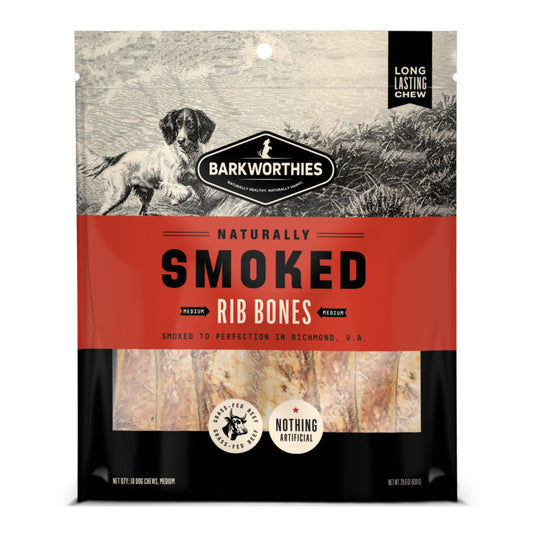 Barkworthies Smoked Rib Bones Dog Treat 1ea/MD/10 ct