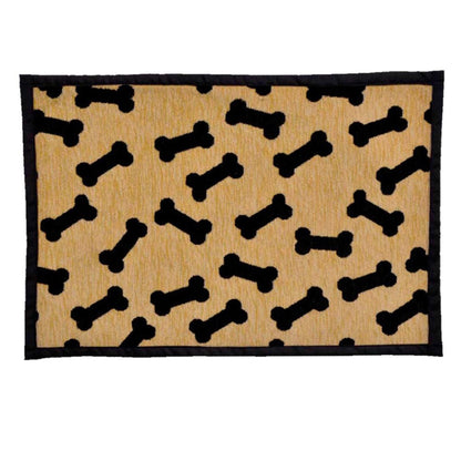 Loving Pets Fashion Dog Mat Dancing Bone Tan, Black, 1ea