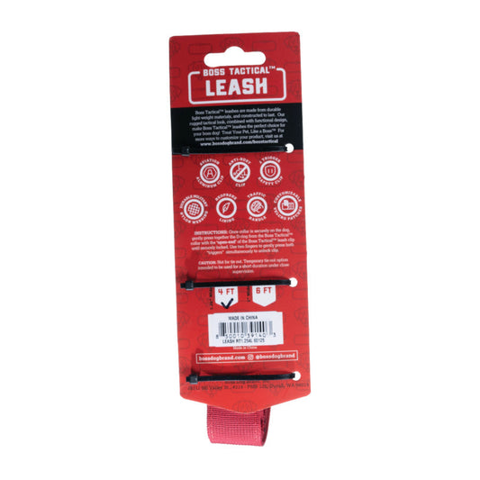 Boss Dog Tactical Dog Leash Red, 1ea/4 ft