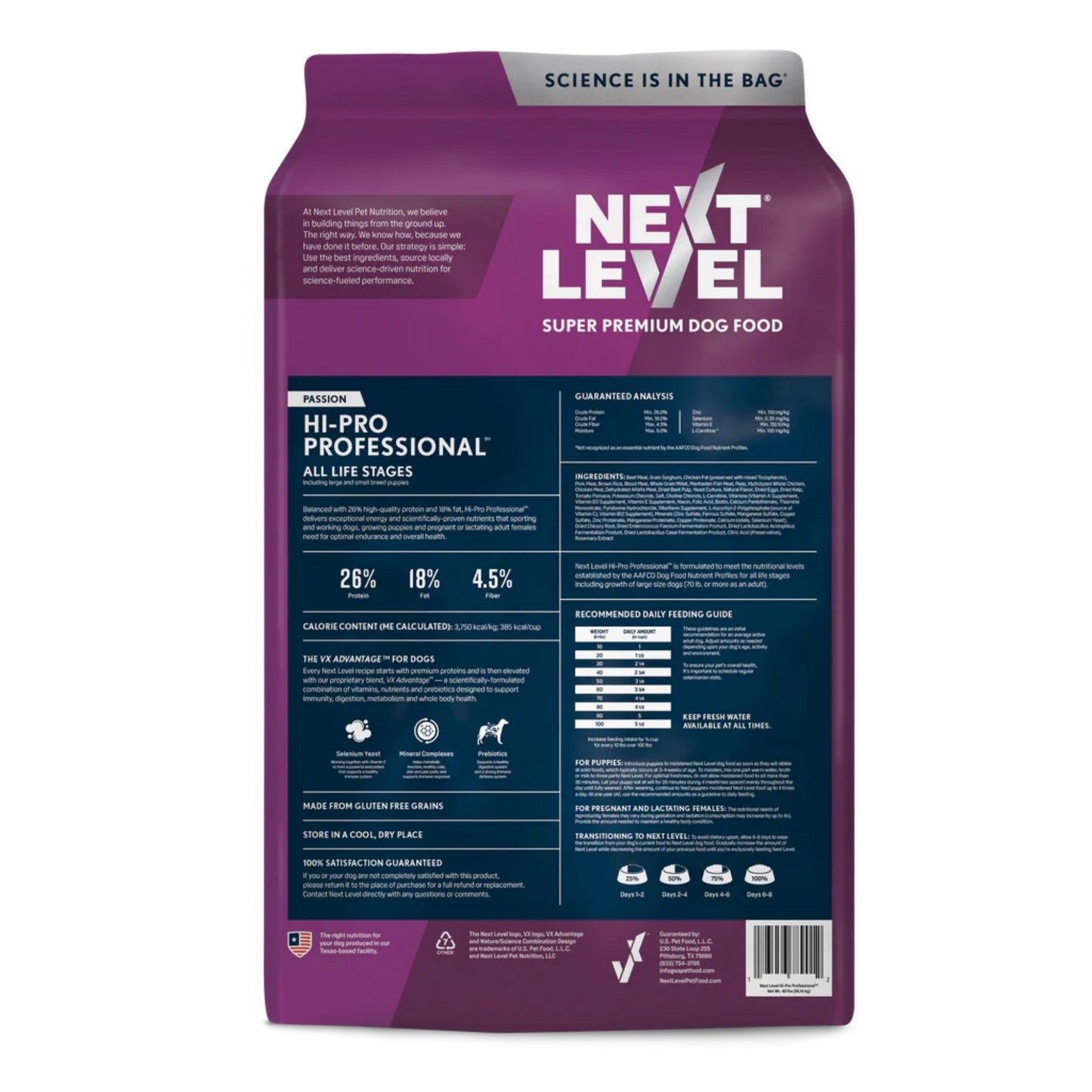 Next Level Hi-Pro Professional All Life Stages Dry Dog Food 40lbs
