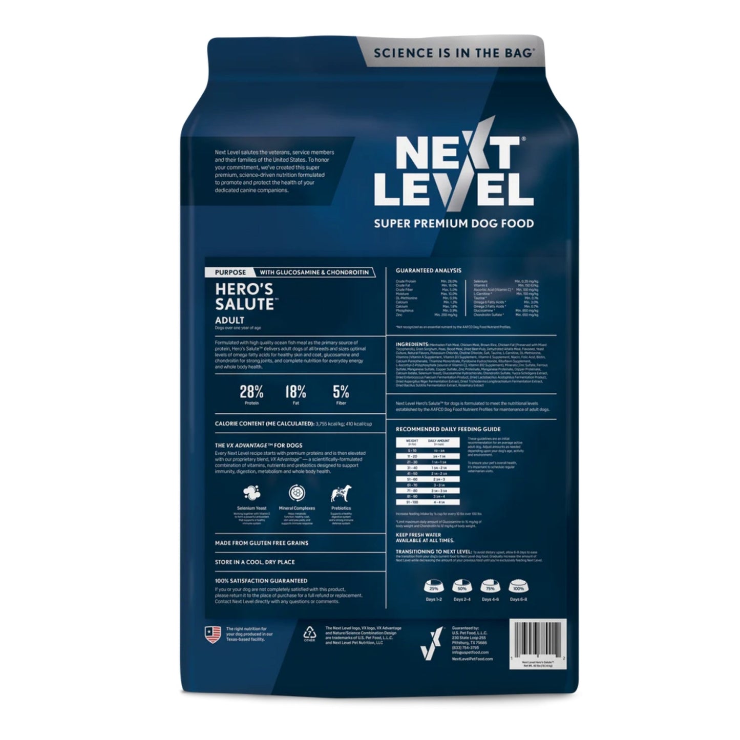 Next Level Hero's Salute Dry Dog Food 40lbs