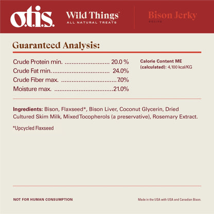 Otis Dog Wild Things Bison Jerky 4oz.