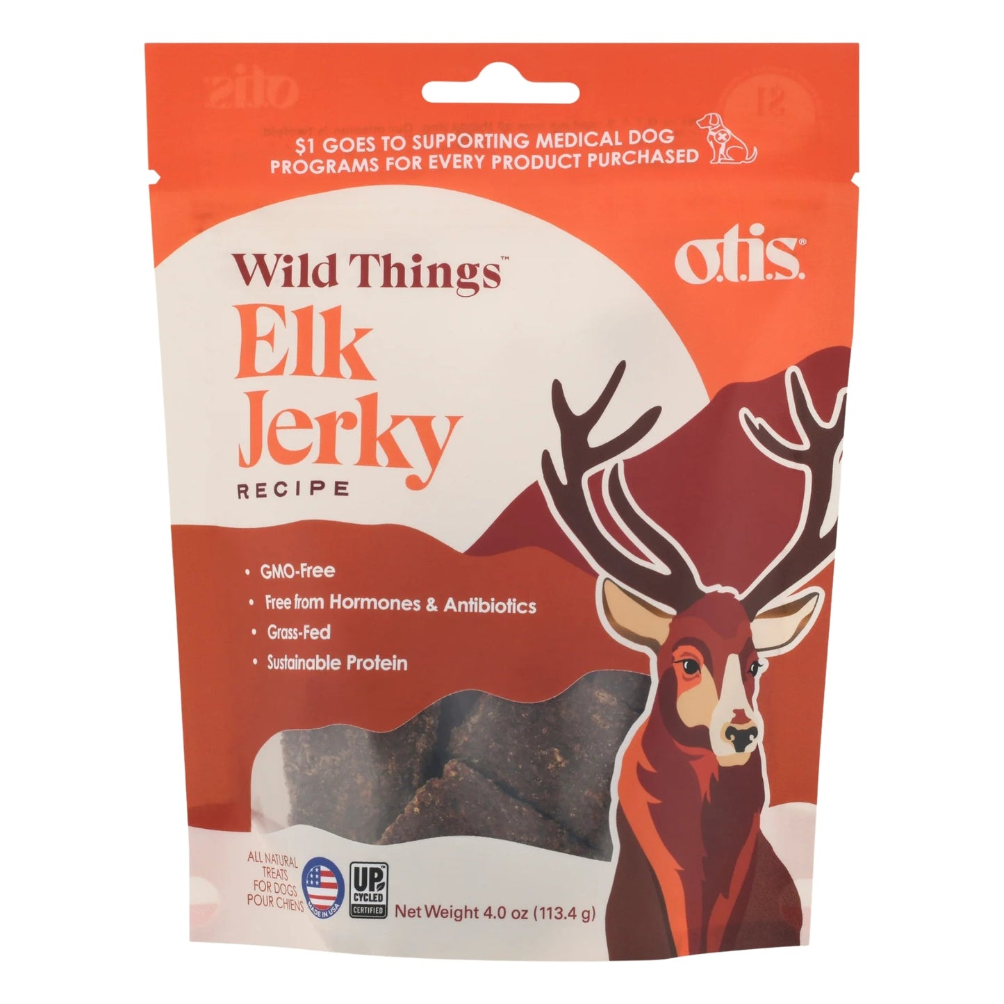 Otis Dog Wild Things Elk Jerky 4oz.