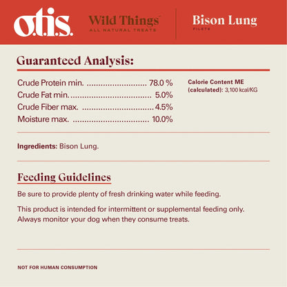 Otis Dog Wild Things Grain Free Bison Lung Filets 4oz.