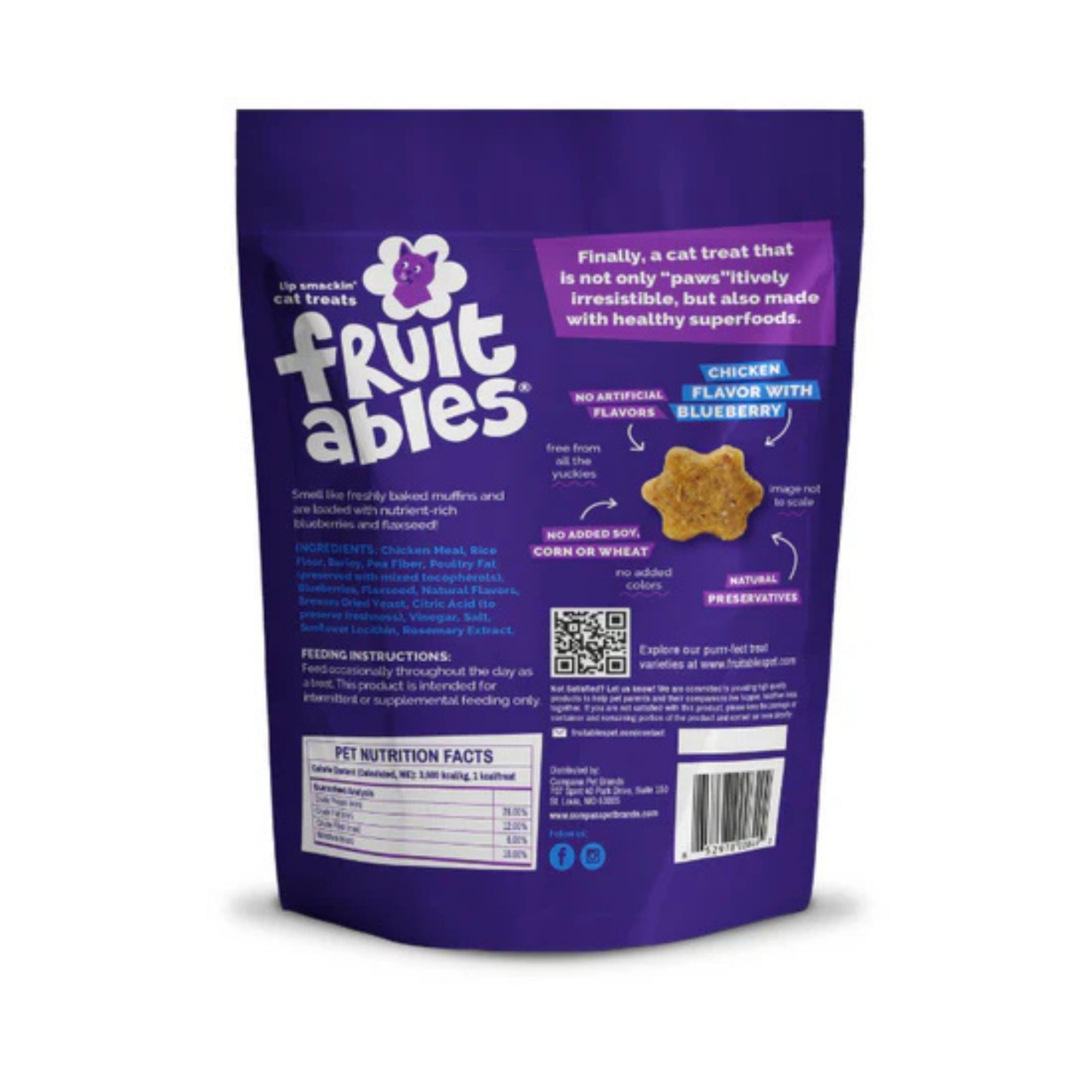 Fruitables Limited Ingredient Crunchy Cat Treats Chicken w/Blueberry 1ea/2.5 oz
