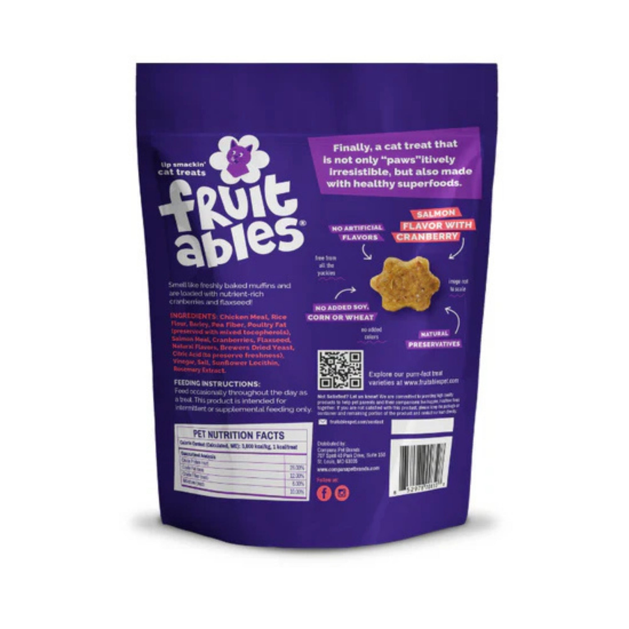 Fruitables Limited Ingredient Crunchy Cat Treats Salmon w/Cranberry 1ea/2.5 oz