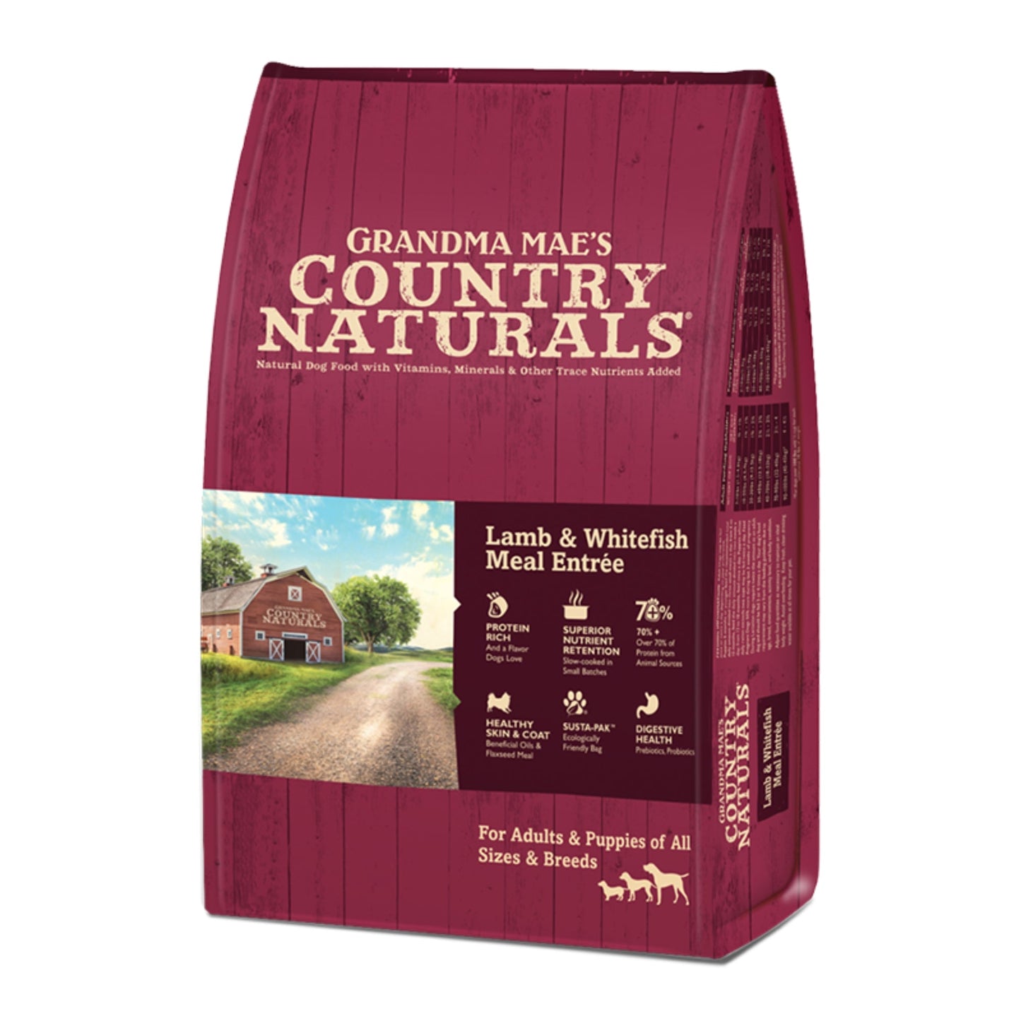 Grandma Mae's Country Naturals Dry Dog Food Lamb & Whitefish Meal 25lb