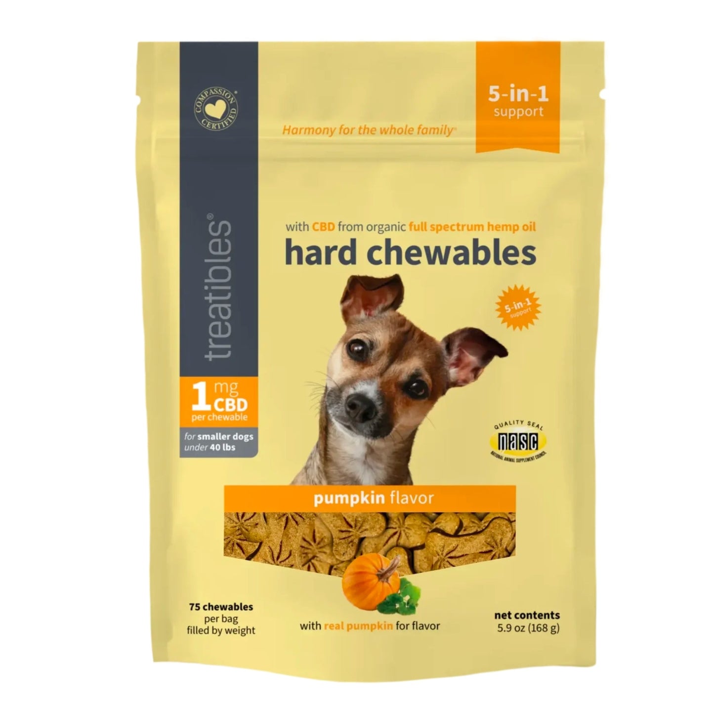 Treatibles Hemp Wellness Hard Chews Balance Pumpkin Sm/Md-75 Ct