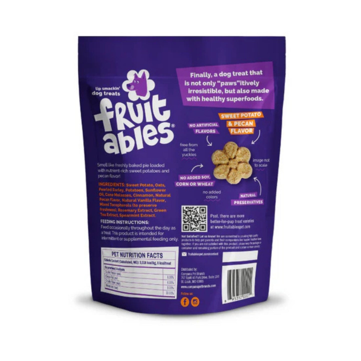 Fruitables Crunchy Baked Dog Treats Sweet Potato Pecan 1ea/7 oz