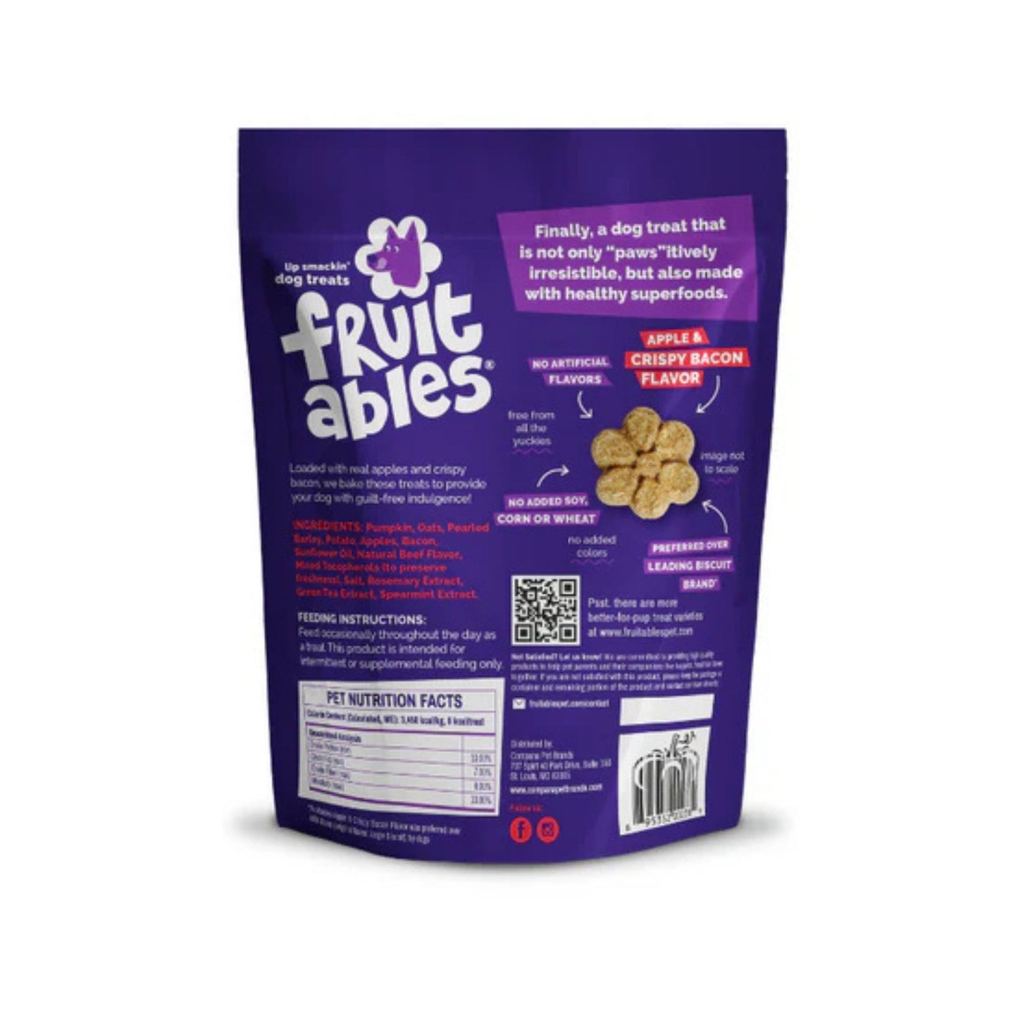 Fruitables Crunchy Baked Dog Treats Crispy Bacon and Apple 1ea/7 oz
