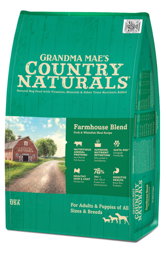 Grandma Mae's Country Naturals Farmhouse Blend Dry Dog Food Pork & Whitefish 4lb