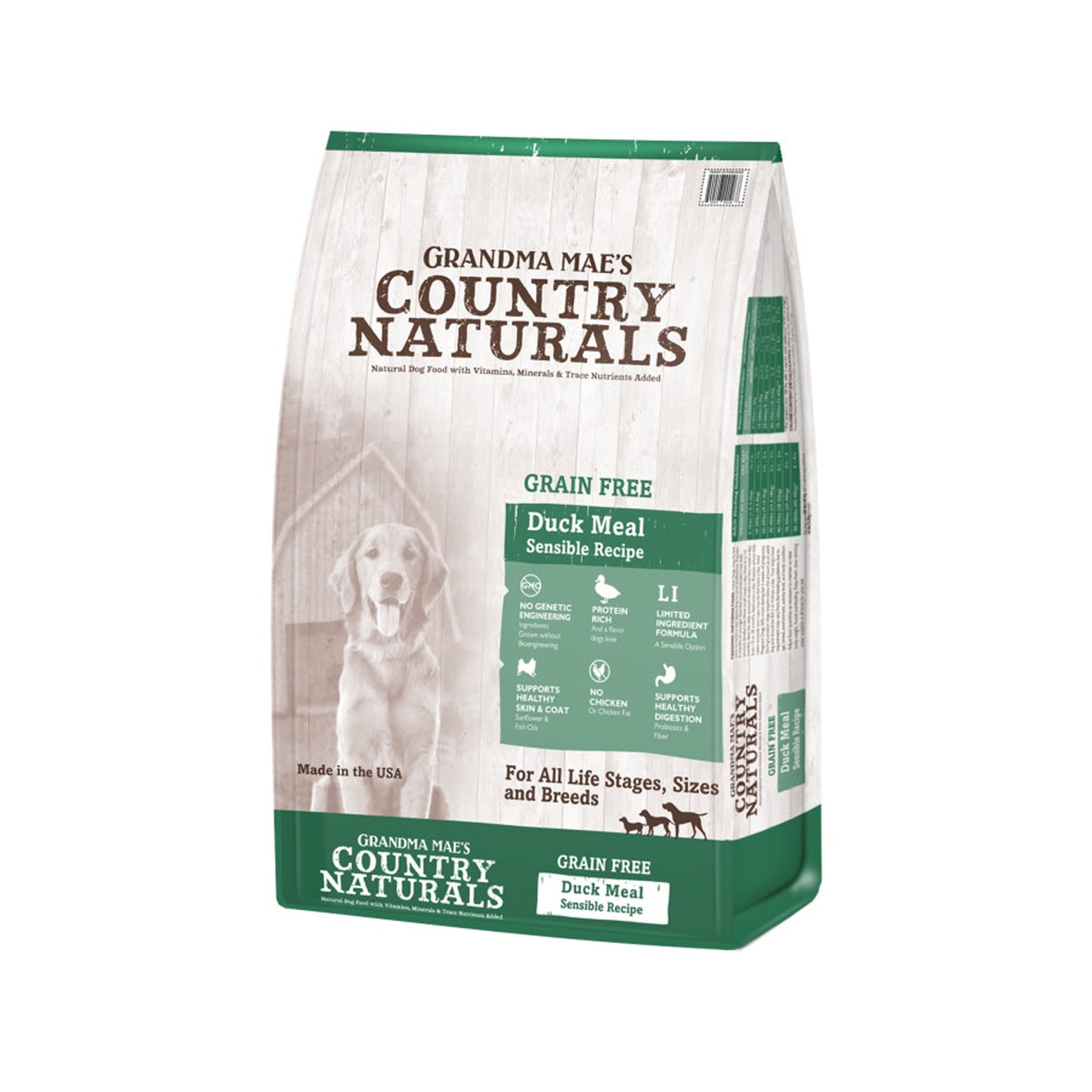 Grandma Mae's Country Naturals Grain Free LID Dry Dog Food Duck Meal Sensible 4lb