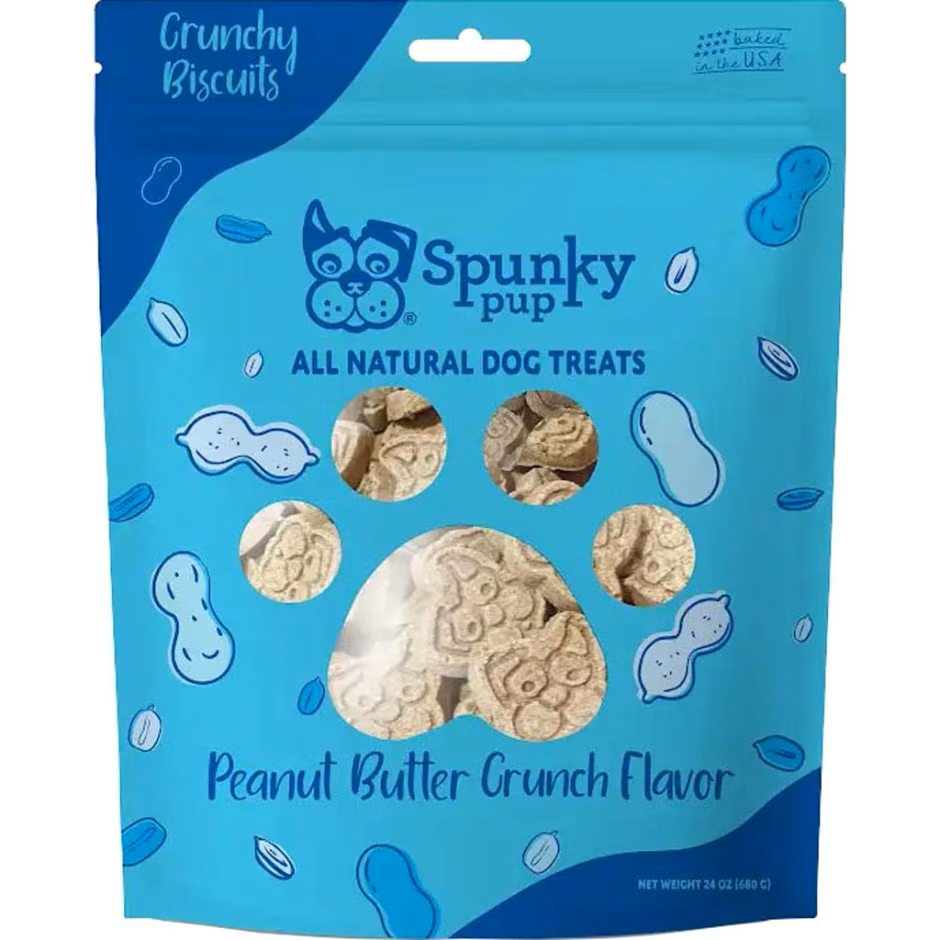 Spunkypup Crunchy Biscuit Dog Treats Peanut Butter 24oz.